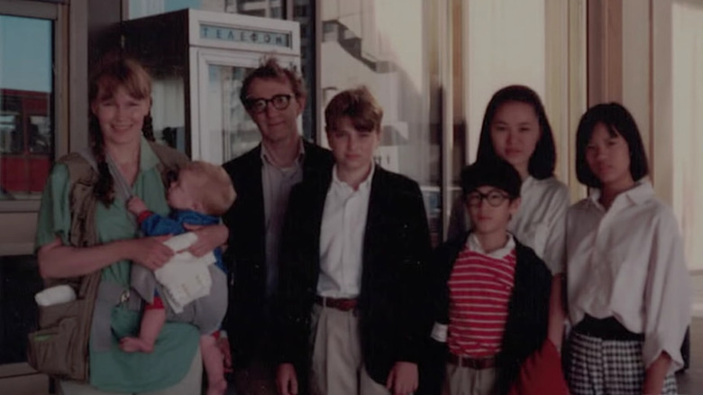An archival photo of Woody Allen and his family