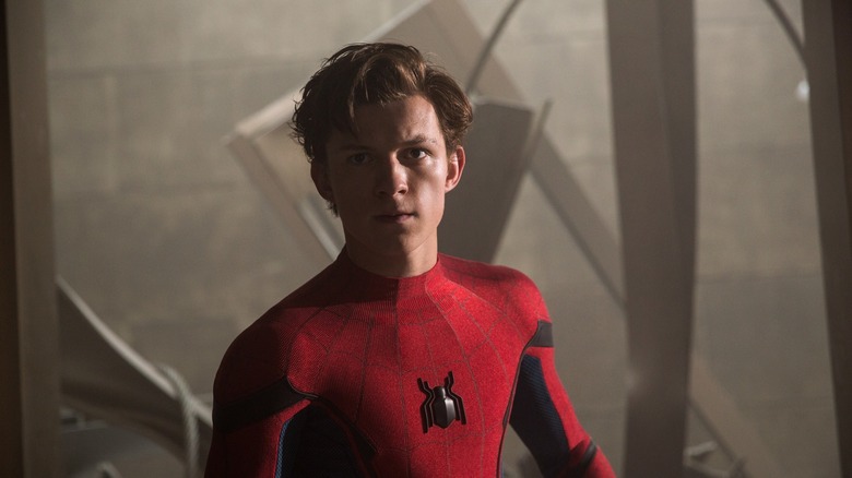Peter Parker standing with stern expression in Spider-Man: Homecoming (2017)