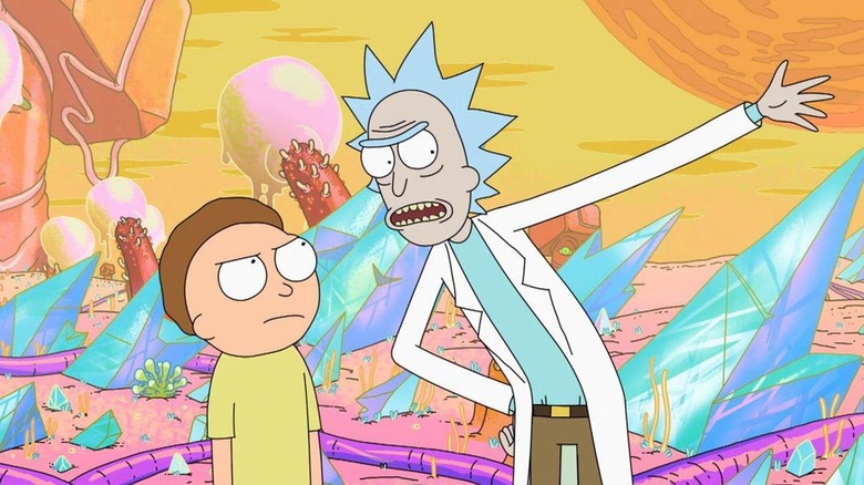 Rick and Morty arguing on an alien planet in 