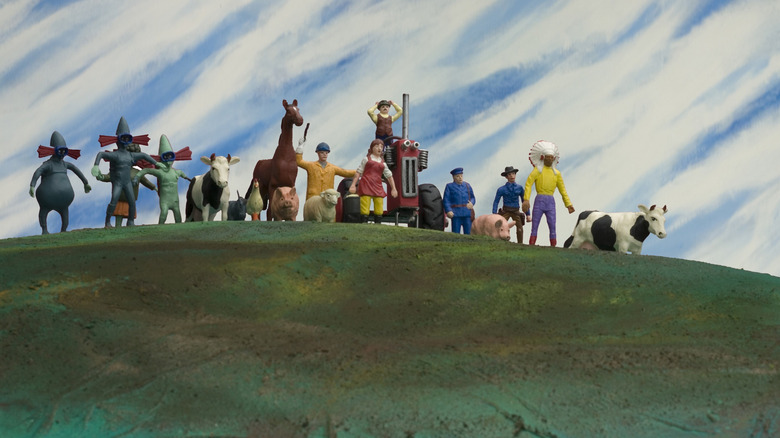 A Town Called Panic's lead characters on a hilltop (2009)