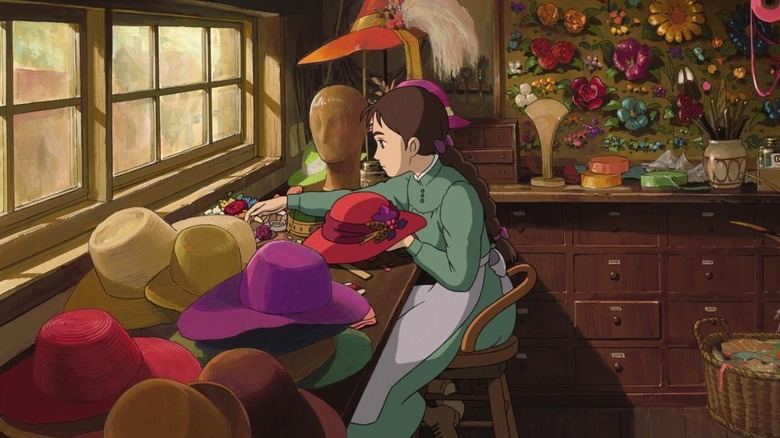 Sophie making hats in Howl's Moving Castle