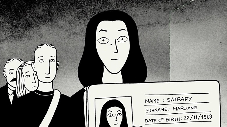 Marjane Satrapi with her passport in Persepolis