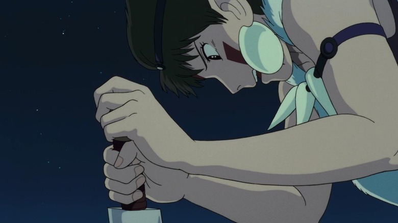 San holding a sword in Princess Mononoke