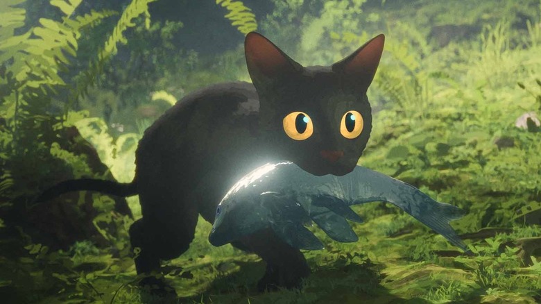 The cat finds a fish to eat in Flow (2024)