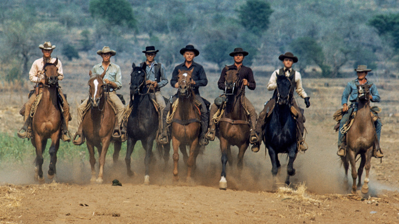 The Magnificent Seven on horseback in "The Magnificent Seven" (1960)