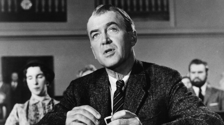 Paul Biegler addresses the judge in "Anatomy of a Murder" (1959)