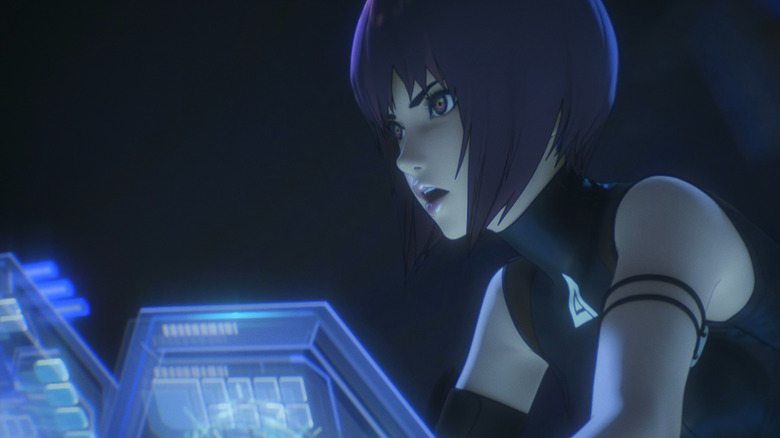 Motoko Kusanagi using computers in Ghost in the Shell: SAC_2045 Sustainable War