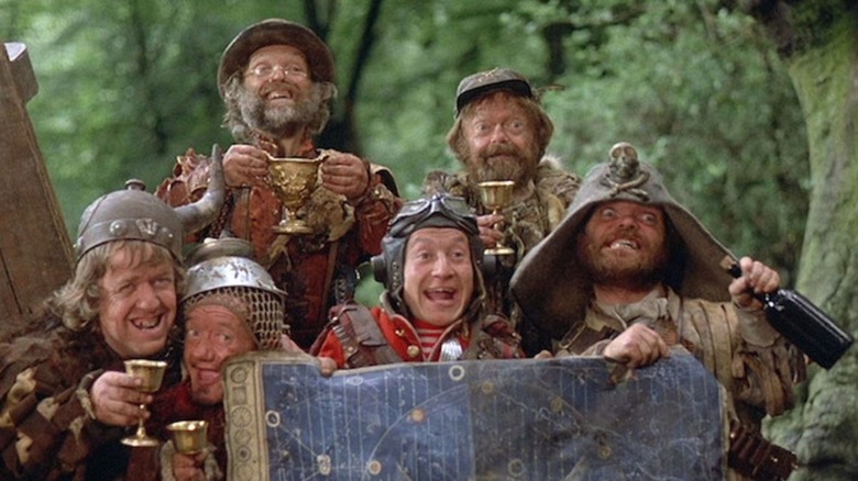 The time bandits holding the map in the woods in "Time Bandits"