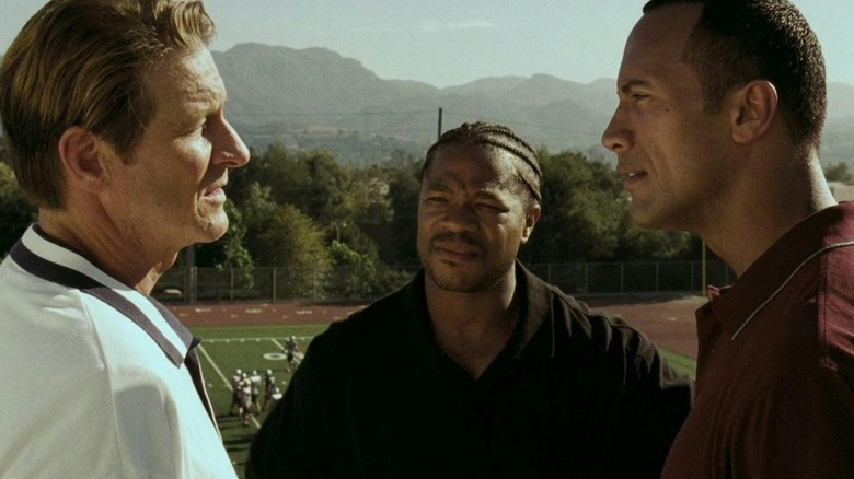 Frank and Coach Porter face off as Coach Moore looks on in Gridiron Gang (2006)
