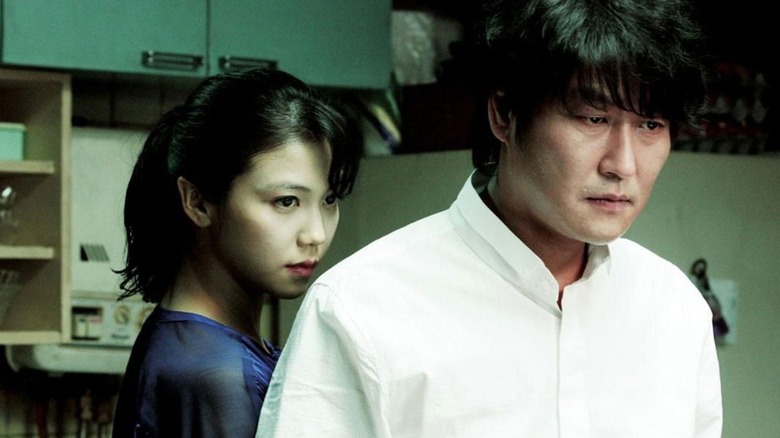 Priest Sang-hyeon absorbing the violence he's about to inflict in Thirst (2009)