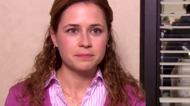 Pam tearing up in a confessional on The Office