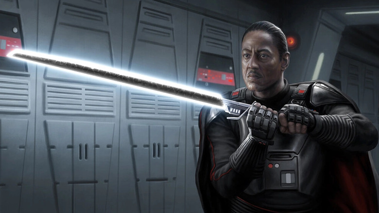 Moff Gideon wielding the Darksaber in "The Mandalorian."