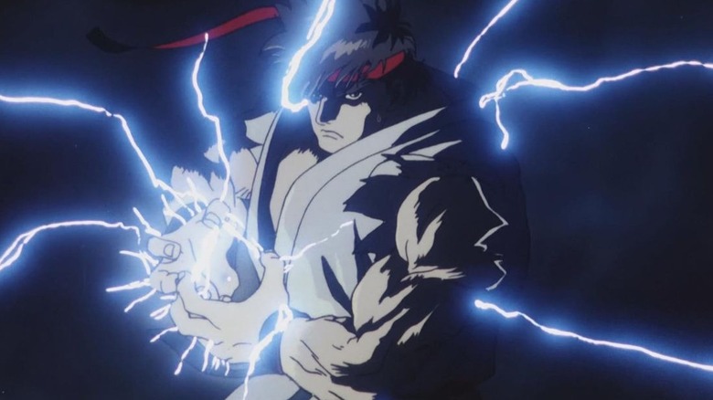 Ryu conjuring a fireball in Street Fighter II: The Animated Movie (1994)