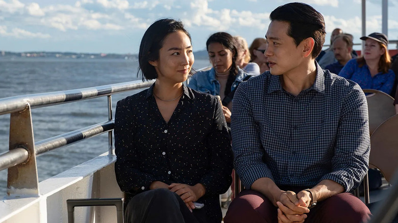 Nora and Hae Sung on a ferry together in Past Lives