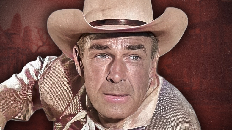A concerned Randolph Scott against a red background (2026)
