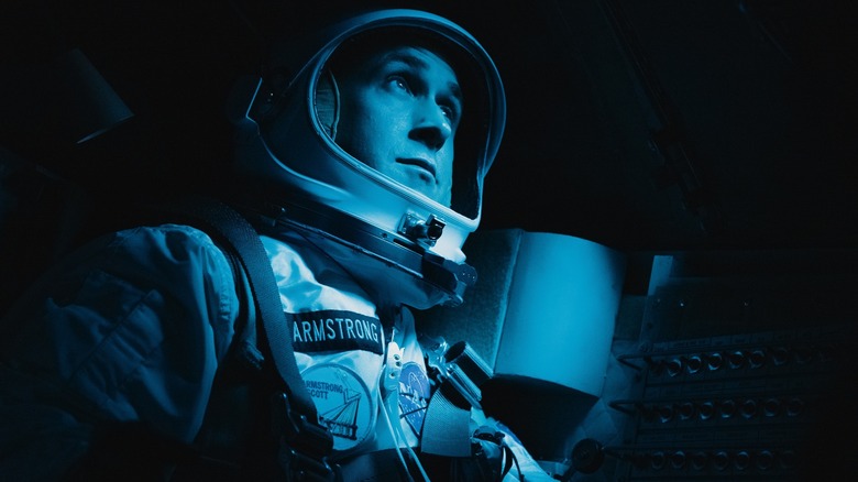 Neil Armstrong looking up in a NASA craft in "First Man"