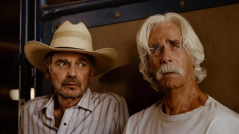 Tommy and T.J. Miller looking concerned on Landman