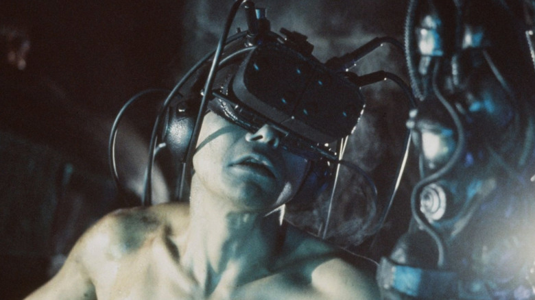 Taniguchi's head connected to wires in Tetsuo II: Body Hammer
