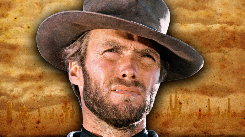 The Man With No Name against a brown desert backdrop