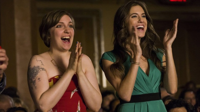Hannah and Marnie applauding in "Girls" (2012-2017)