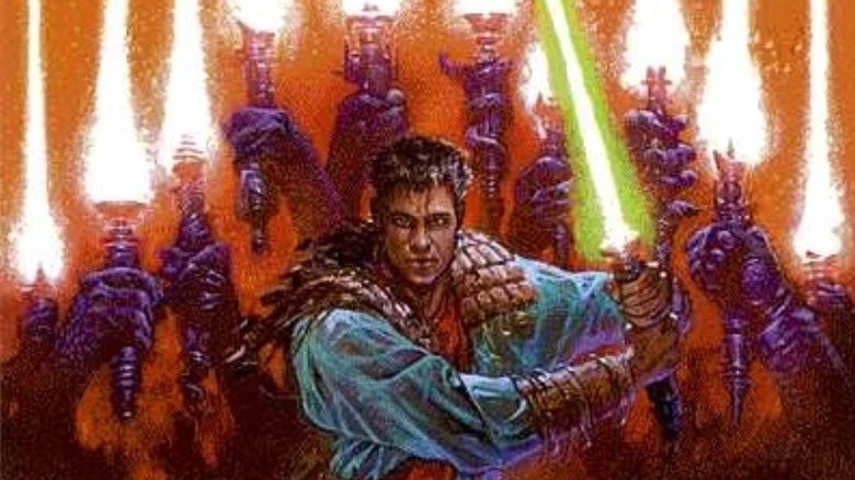 A Jedi wielding his lightsaber around a group of hands holding their own on the cover of "Star Wars: Tales of the Jedi" #1