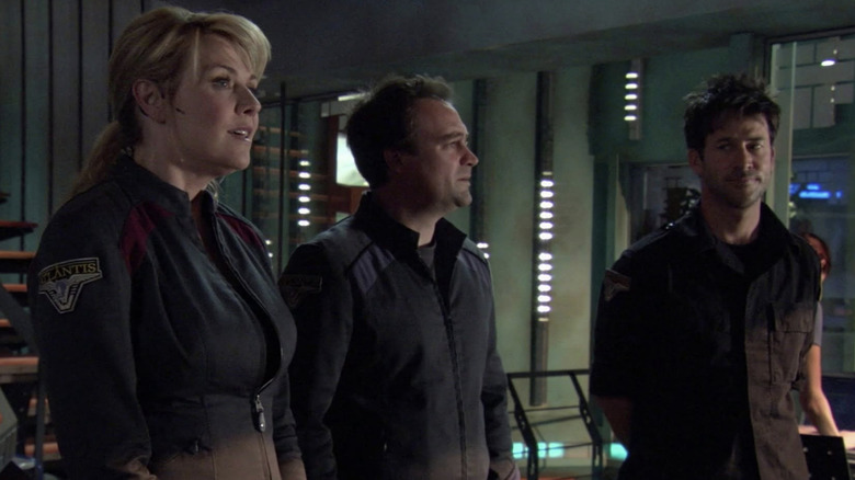 Col. Sam Carter, Dr. Rodney McKay, and Col. John Sheppard prepare for war on Stargate Atlantis (2004-2009)