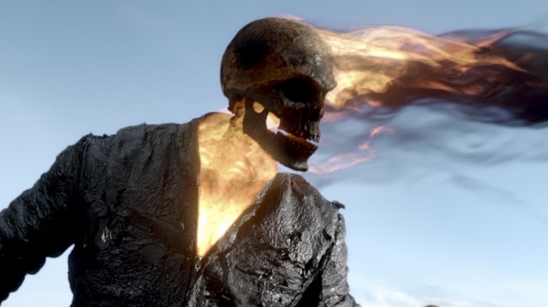 Johnny Blaze with a flaming skull in "Ghost Rider: Spirit of Vengeance" (2011)