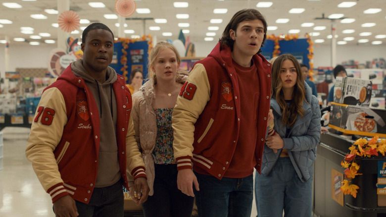 Gaby, Scuba, Yulia and Evan witness untold department store horrors in "Thanksgiving" (2023)