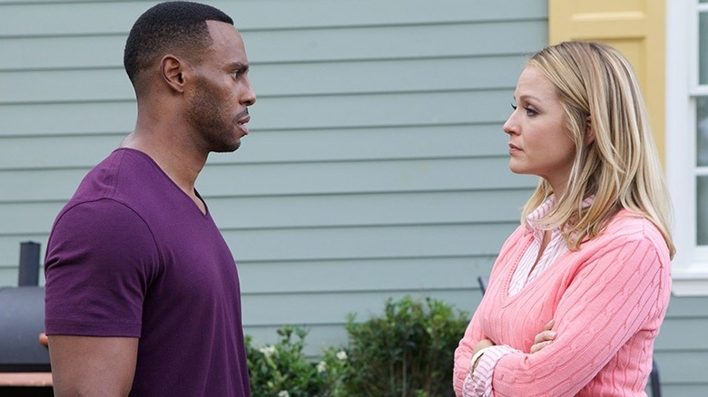 Randall and Alex looking at one another in If Loving You Is Wrong (2014)