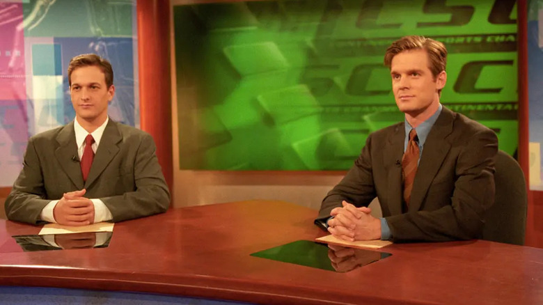 Dan and Casey doing a broadcast together on Sports Night