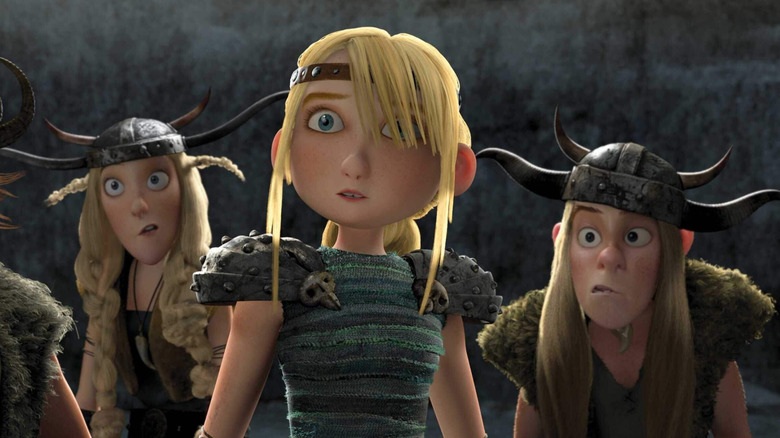 Ruffnut, Astrid, and Tuffnut looking surprised in How to Train Your Dragon (2010)