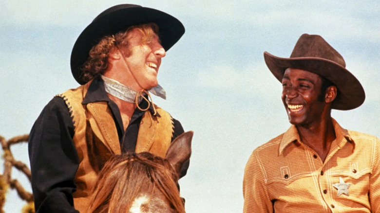 Jim and Bart on horseback in Blazing Saddles (1974)