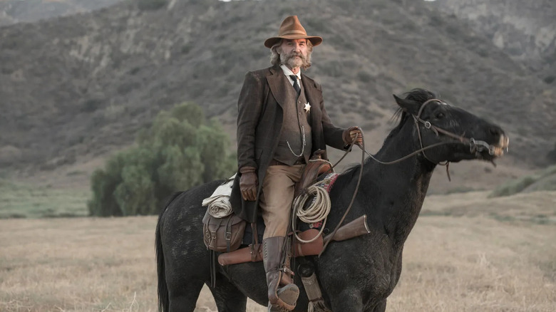 Sheriff Franklin Hunt on horseback in Bone Tomahawk (2015)