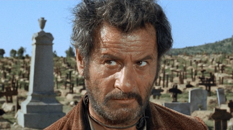 Tuco (Eli Wallach) standing in a cemetery in "The Good, the Bad, and the Ugly."
