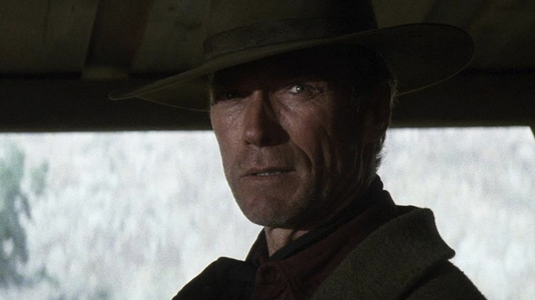 Will Munny (Clint Eastwood) looking intense in "Unforgiven."
