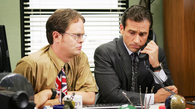 Dwight watching Michael make a phone call on The Office
