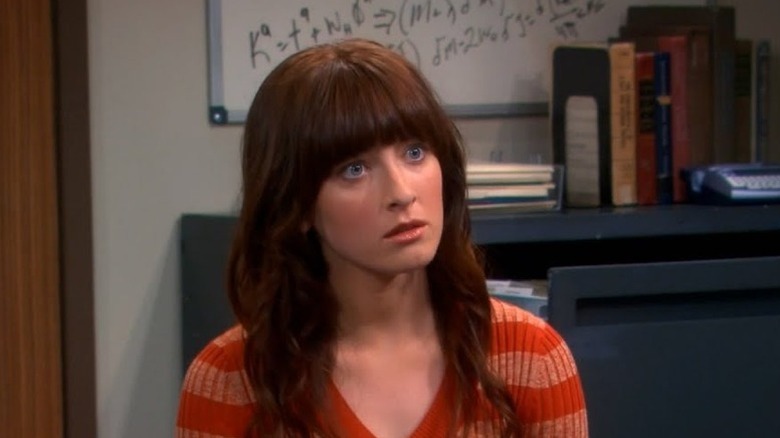 Margo looking startled in Sheldon's office on The Big Bang Theory