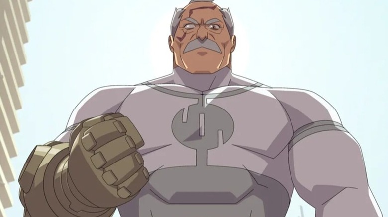 Conquest holding up his fist in "Invincible" (2021-present)