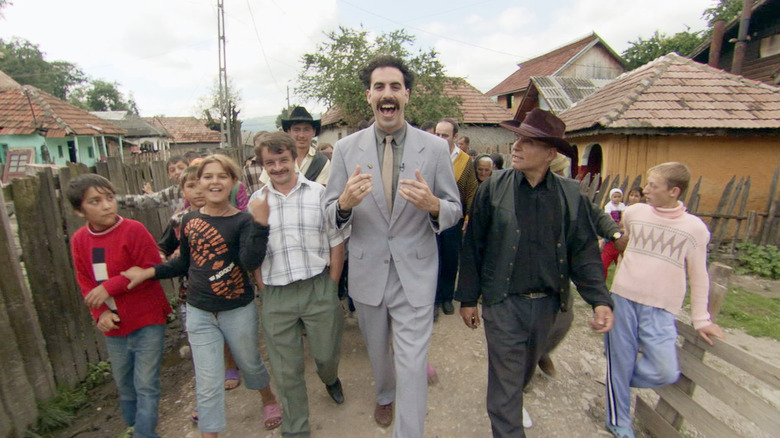 Borat with his neighbors in Borat (2006)