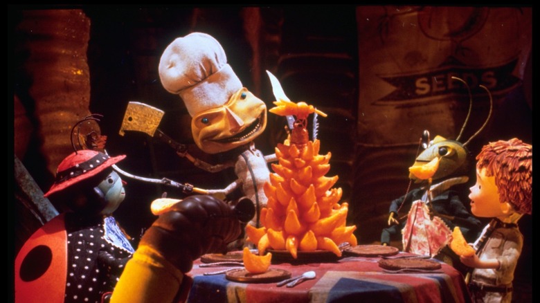 Mr. Centipede carving up a dinner for his pals in James and the Giant Peach (1996)