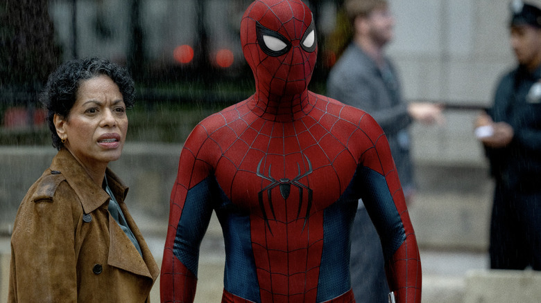 Detective DeWolff and Peter Parker/Spider-Man spotting something strange in Spider-Man: Brand New Day (2026)