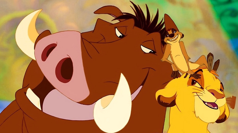 Pumbaa, Simba, and Timon singing in The Lion King (1994)