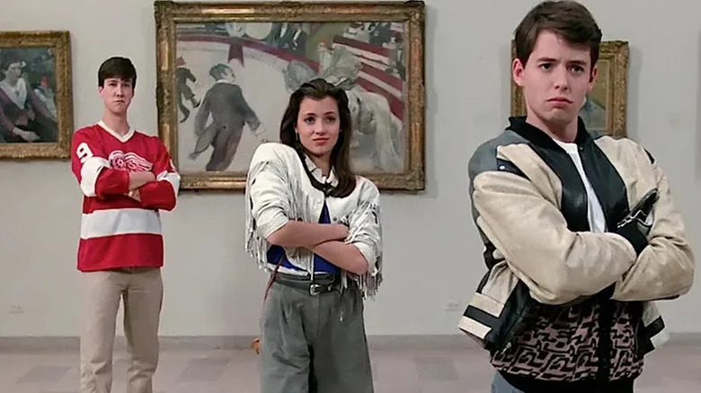 Cameron Frye, Sloane Peterson, and Ferris Bueller in an art gallery in Ferris Bueller's Day Off