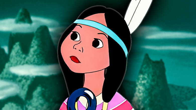 Tiger Lily from Peter Pan with a green background