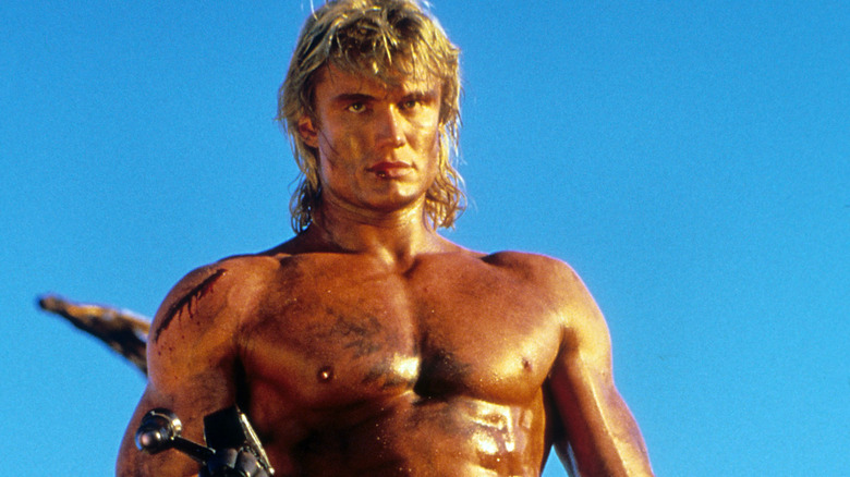 He-Man walks shirtless in "Masters of the Universe" (1987)