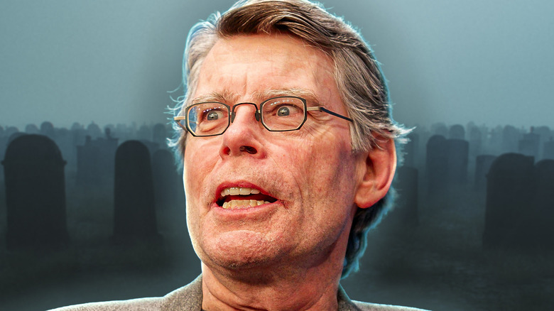 Stephen King edited into a graveyard