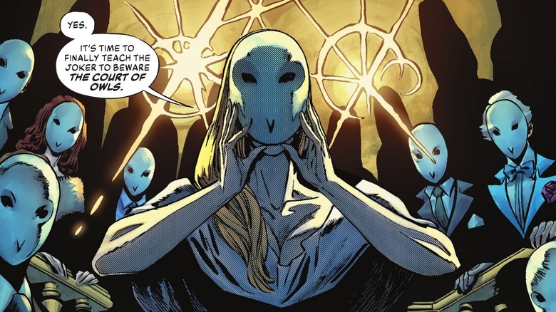 Cressida Clarke putting on the Owl mask in Joker #2