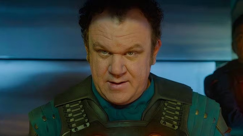 Rhomann Dey examining prisoners in a line-up in Guardians of the Galaxy (2014)