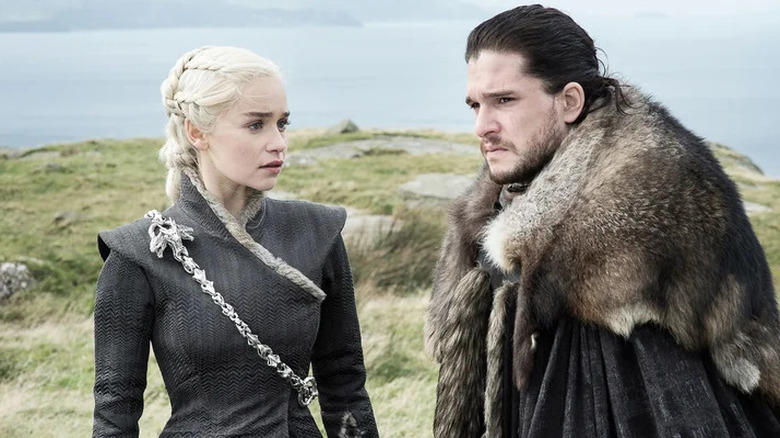 Daenerys Targaryen looking at Jon Snow on "Game of Thrones" (2011-2019)