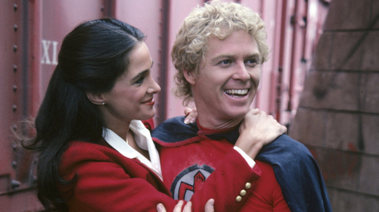 Pam Davidson hugging Ralph Hinkley in The Greatest American Hero